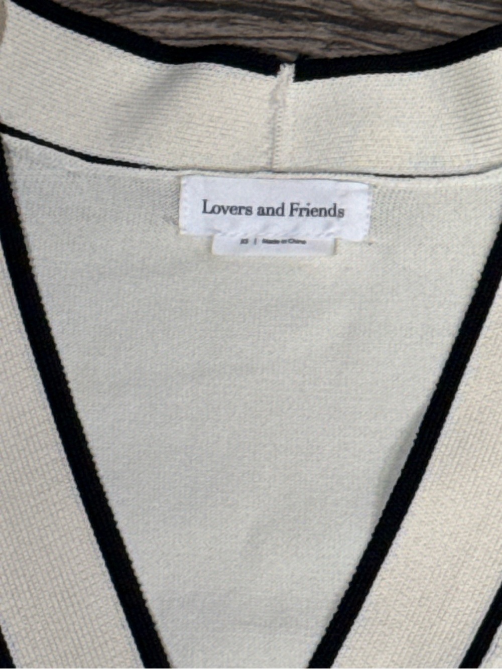 Lovers + Friends XS Cream Black Trim Gold Button Cardigan Sweater Dress - Picture 6 of 9